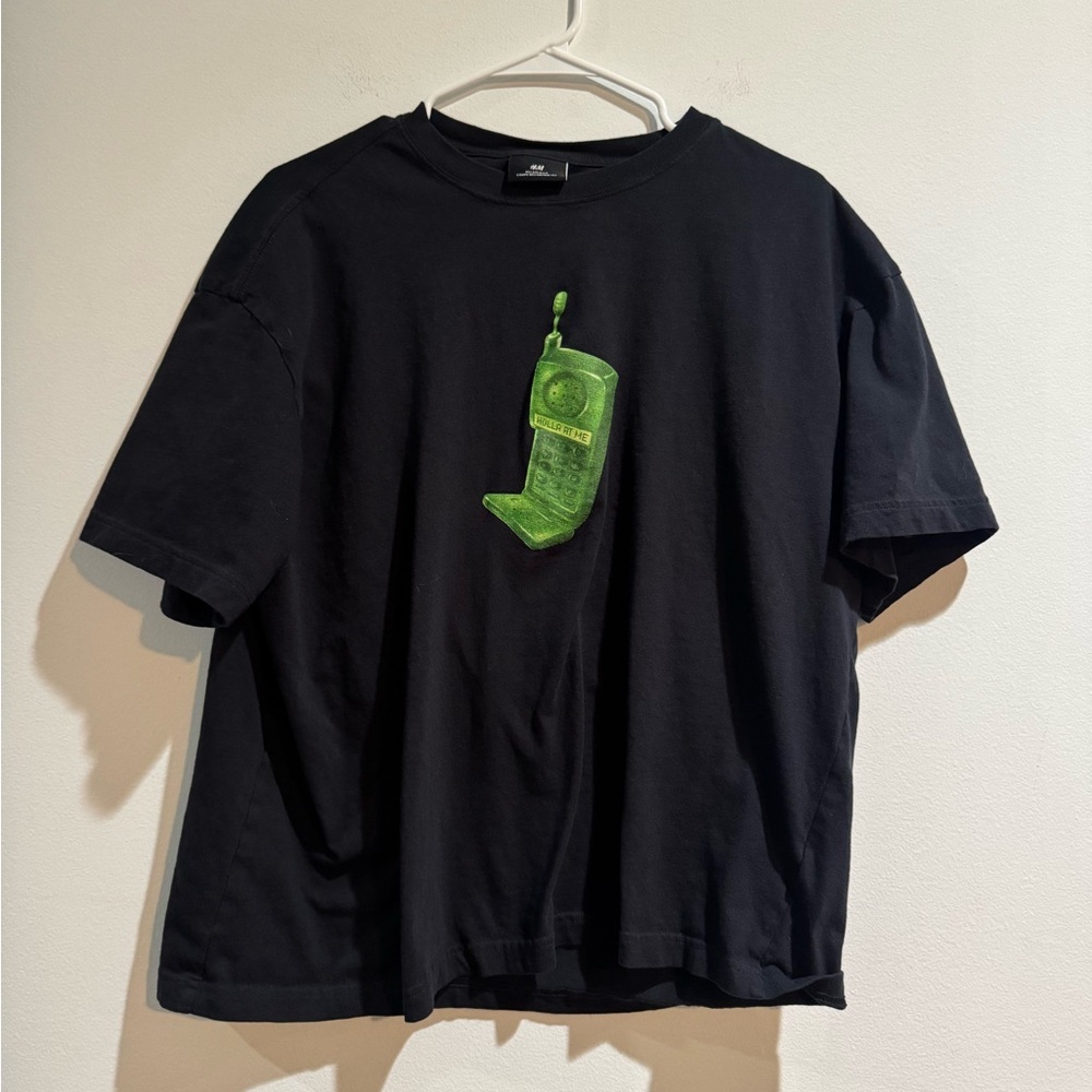 H&M Men's Holla At Me Black Short Sleeve Shirt